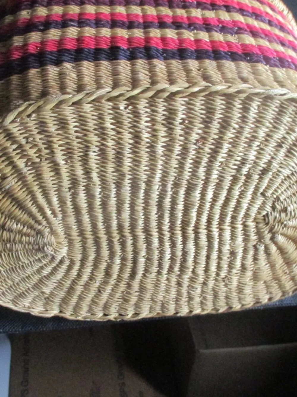 BOLGA MARKET BASKET/HANDWOVEN/LEATHER HANDLES